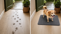 Illustration : les traces de pattes s'arrêtent sur le tapis Pattelin